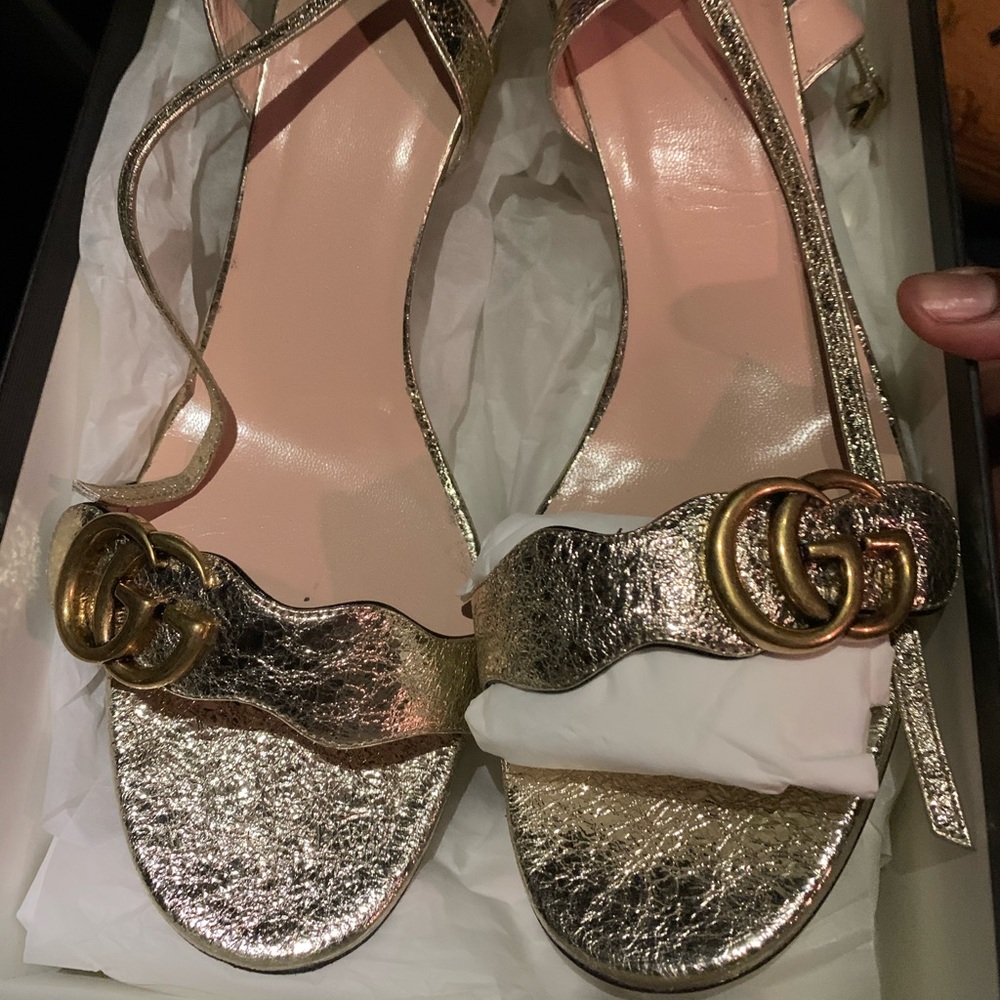 AVAILABLE ✨GG Marmont Gold Sandals ✨